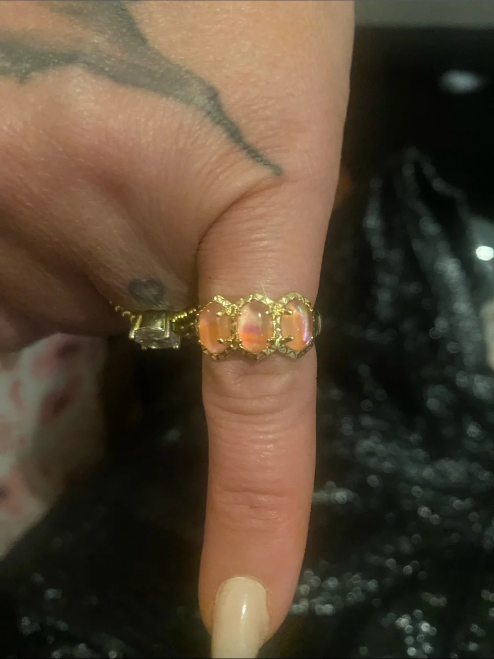Kendra Scott Gold-Tone Ring with Three pink Opal Stones